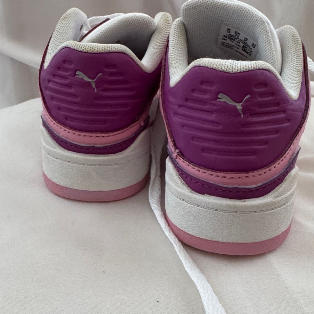 Puma Little Girl Slipstream Runaway Lace Up Sneaker Size 1 Pink, Purple & White - Picture 7 of 15